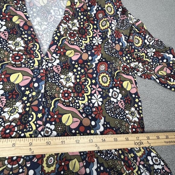 Boden Dress US Size 12L Olive Floral Button Front Pockets Cotton Modal Retro - Picture 12 of 16